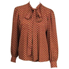 1970s VIntage Silk YVES Saint Laurent Blouse 1976 Collection YSL
