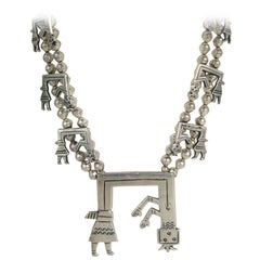 Sterling Silver Hopi Native American Sand Cast Squash Necklace