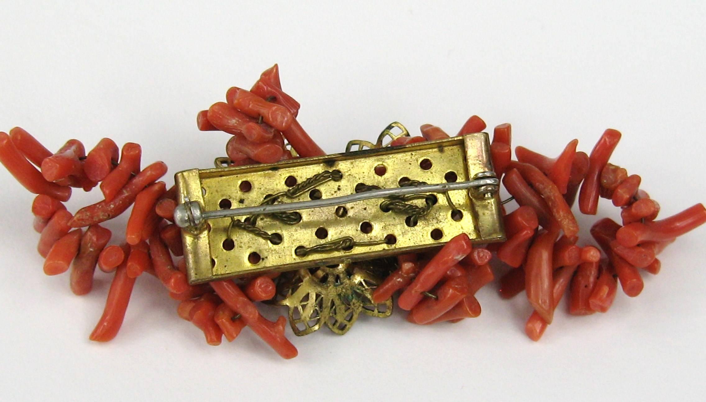 Women's or Men's Miriam Haskell spezzati branch coral floral brooch 1930s 