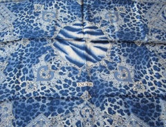 Escada Silk Blue Zebra Scarf Never worn New Old Stock 1990s