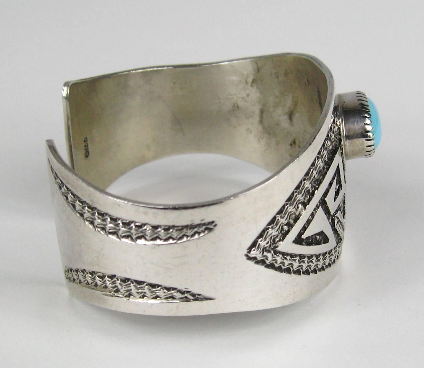 Türkis-Sterlingsilber-Manschettenknöpfe  Armband Native American (Ovalschliff) im Angebot
