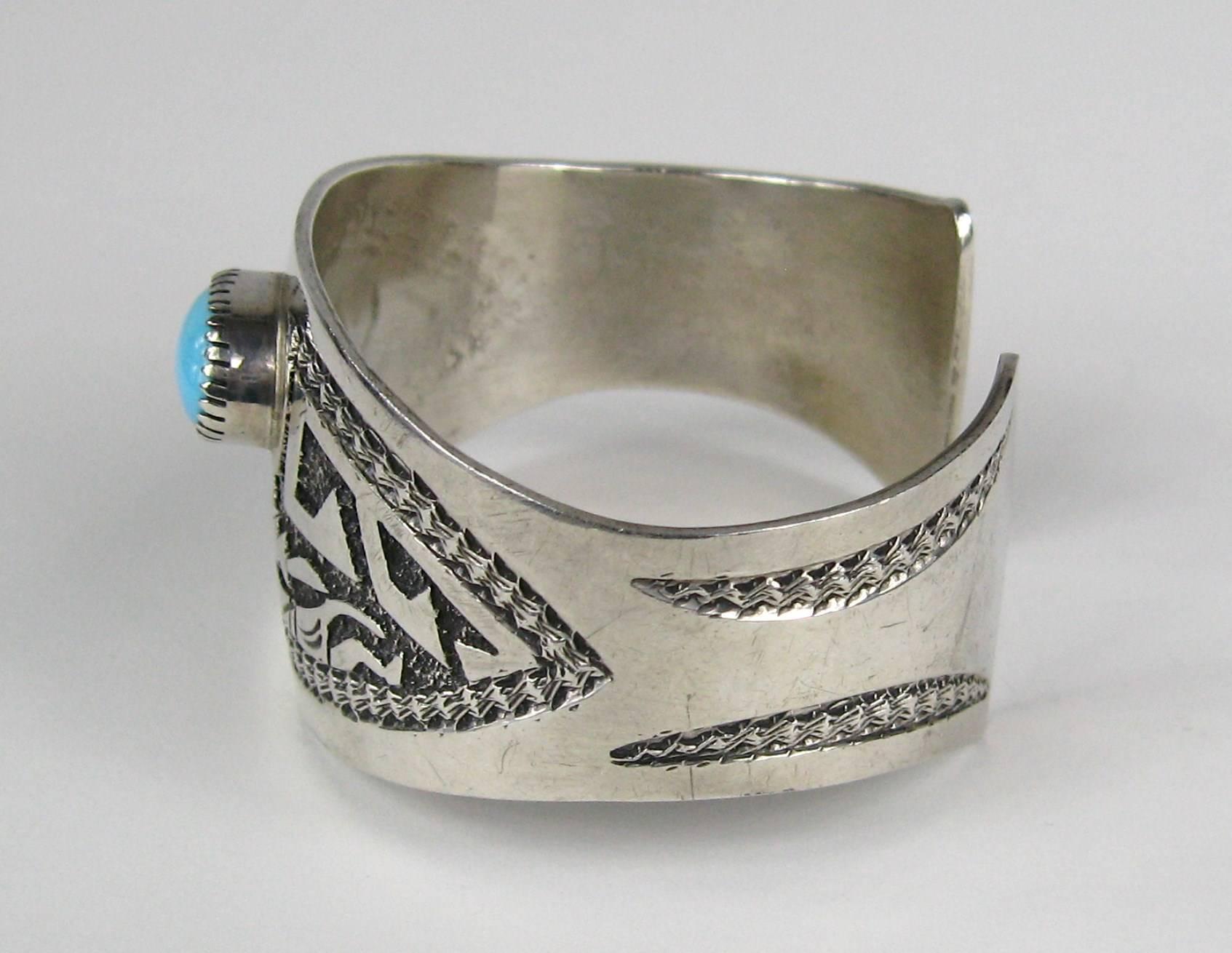 Türkis-Sterlingsilber-Manschettenknöpfe  Armband Native American  im Zustand „Hervorragend“ im Angebot in Wallkill, NY