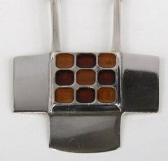 Collar modernista David Anderson de plata de ley y colgante esmaltado