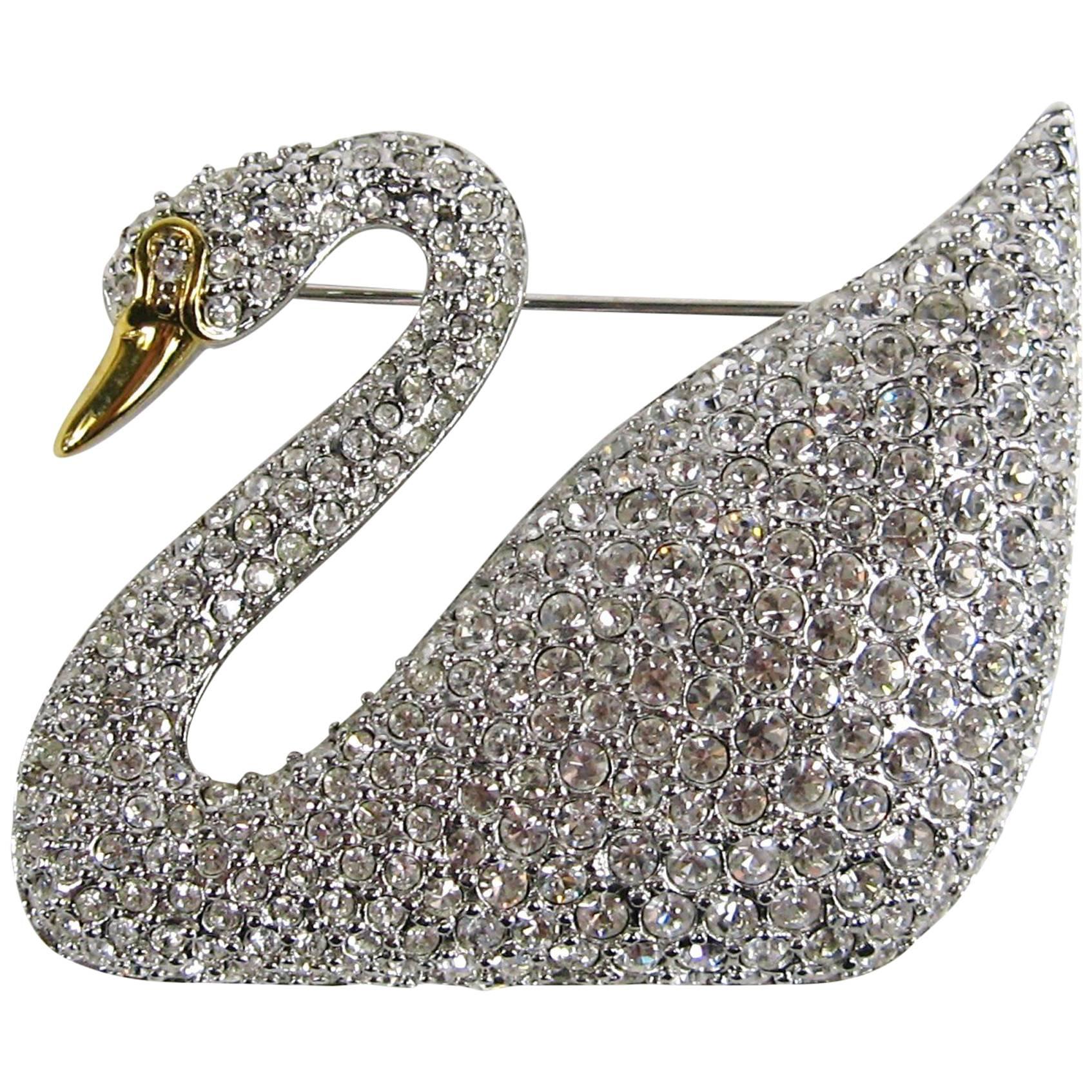 SWAROVSKI Crystal Iconic Swan Bug Brooch Pin New, Never Worn 1990s