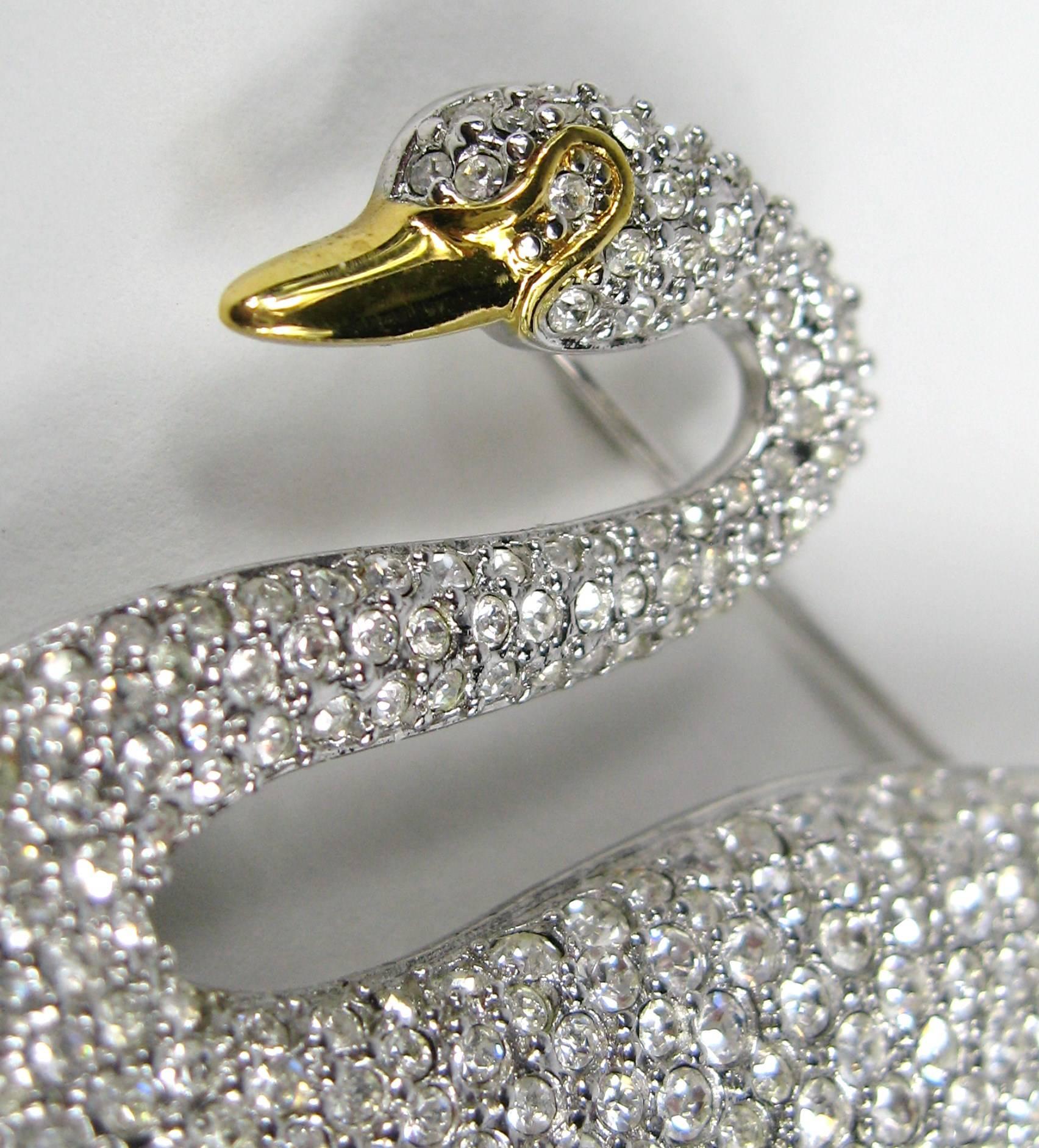 swarovski swan pin