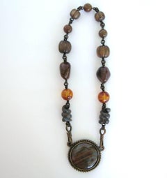 Stephen Dweck Collar Serpiente Ámbar Madera Collar  1980s