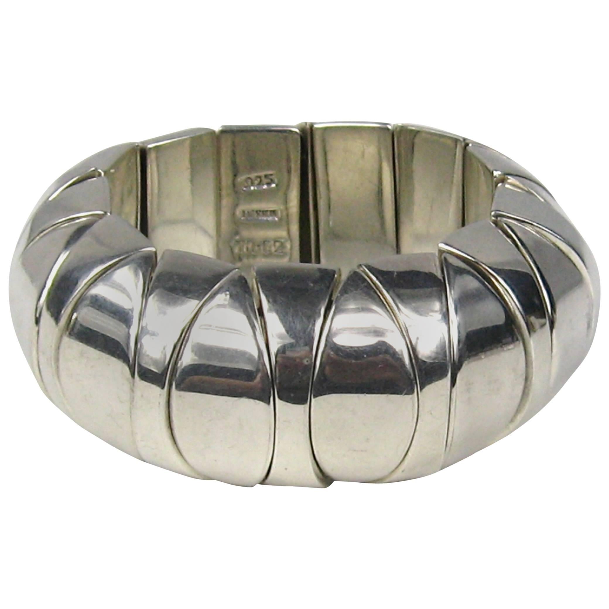 Sterling Silver Modernist Mexican Bold Link Bracelet 