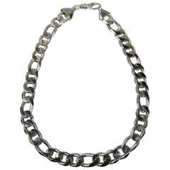 Sterling Silver Figaro Biker Necklace Chain 1990s