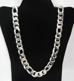 Sterling Silver Figaro Biker Necklace Chain 1990s