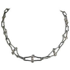 Sterling Silver Necklace Brutalist Hand made Link 