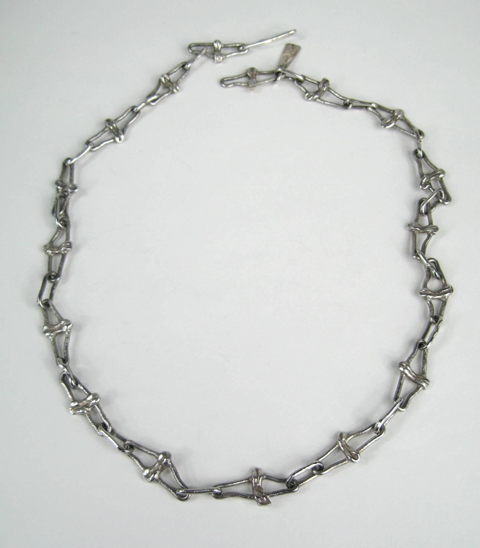 Brutalist Sterling Silver Link necklace. Links measure approximately  .50 