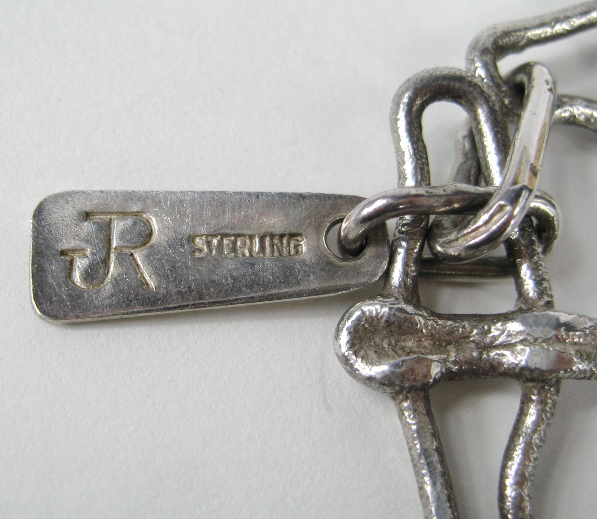 Women's or Men's Sterling Silver Necklace Brutalist Hand made Link 