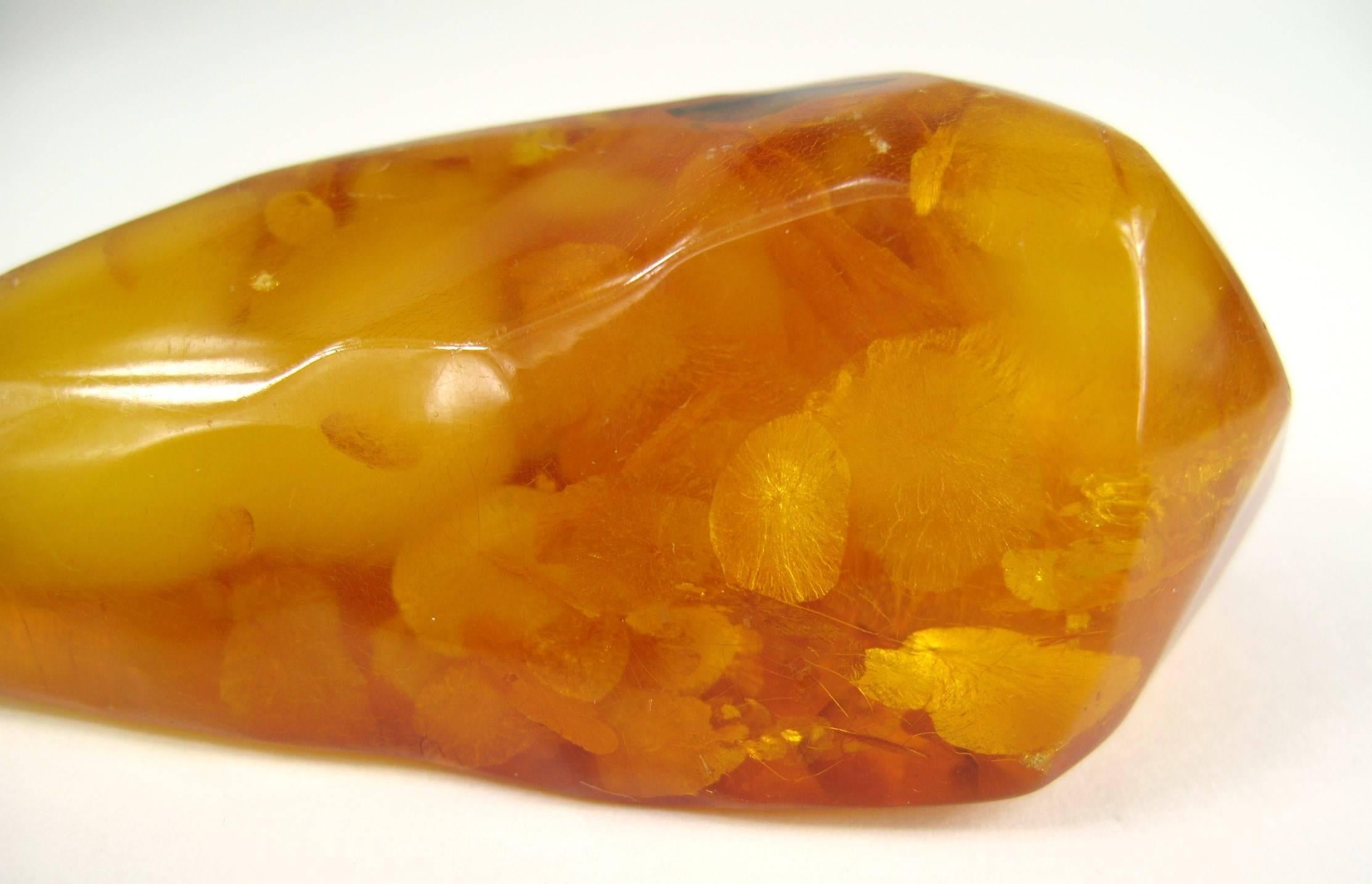 Tumbled  Sterling Silver Butter Scotch Amber Pendant 3 Inch  For Sale