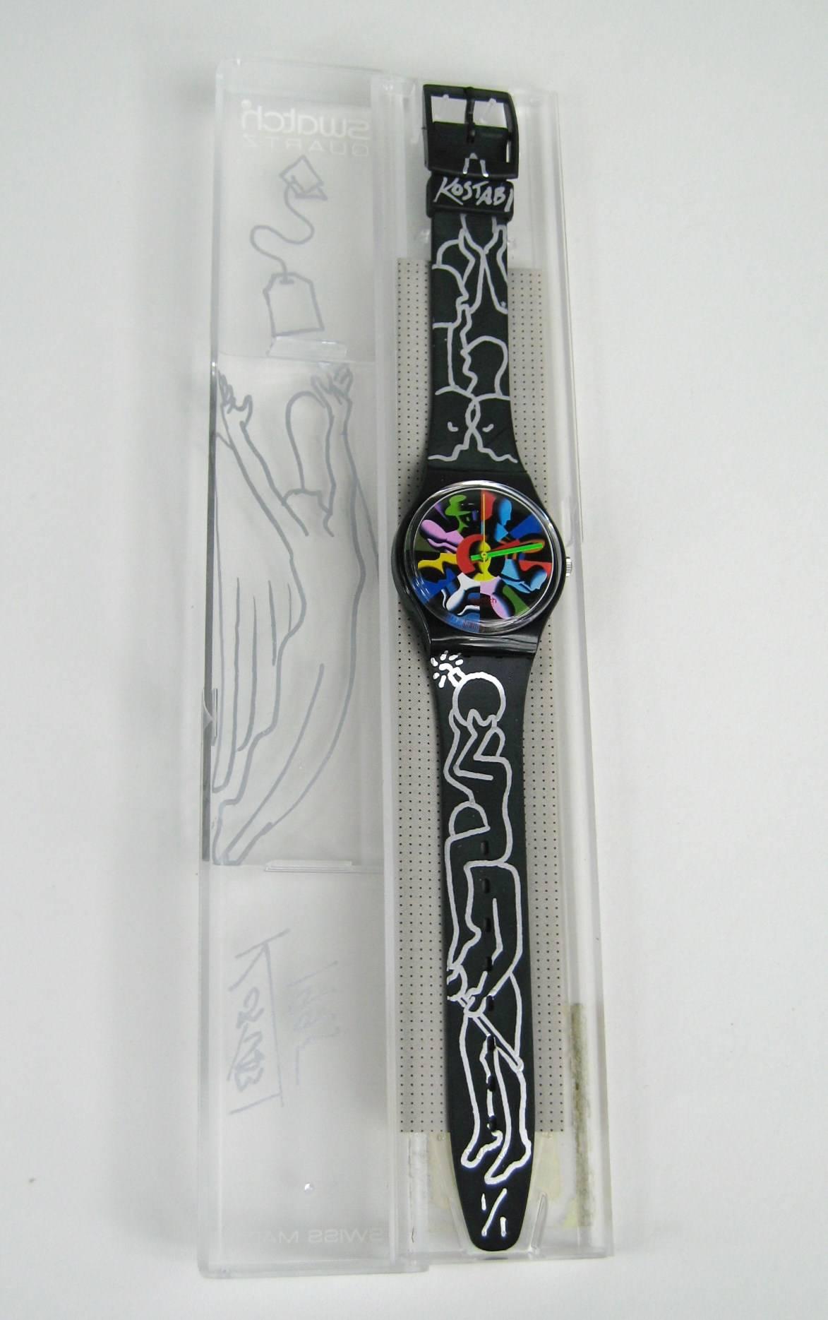 Swatch Zwölf Apostel  Uhr, handsigniert von Kostabi, 1995, neu, nie getragen, handsigniert im Angebot 3