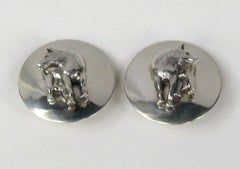 Carol Felley Sterling SIlver Fox Earrings 1992, New Never Worn