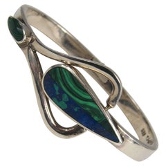 Sterling Silver Bracelet Malachite Lapis Lazuli Mexican