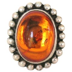 Retro Steven Dweck Sterling Silver AMBER Ring 1990s Never Worn 