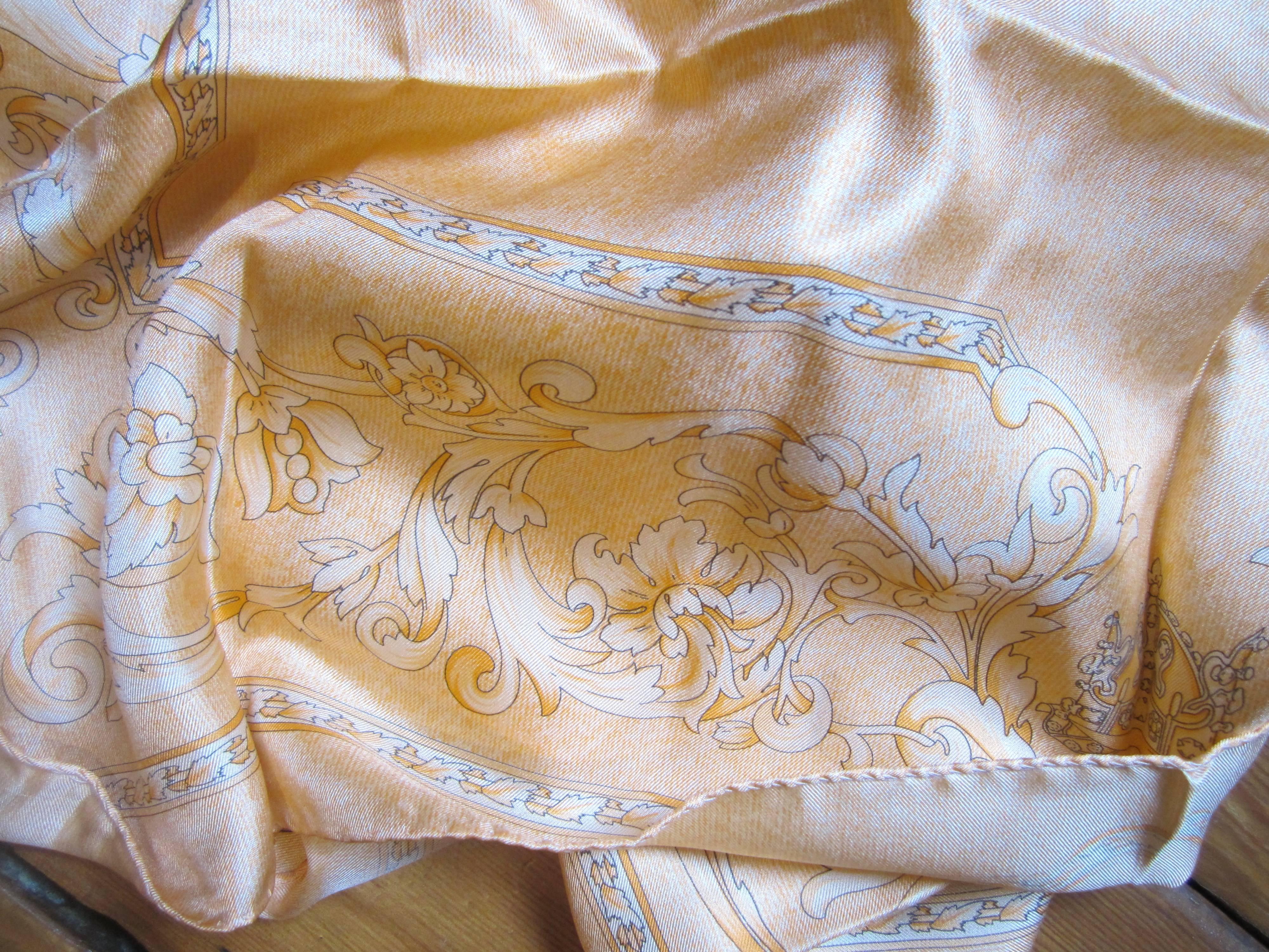 Beige Pale Orange Escada Silk Scarf Made in Italy New never worn 1990s 