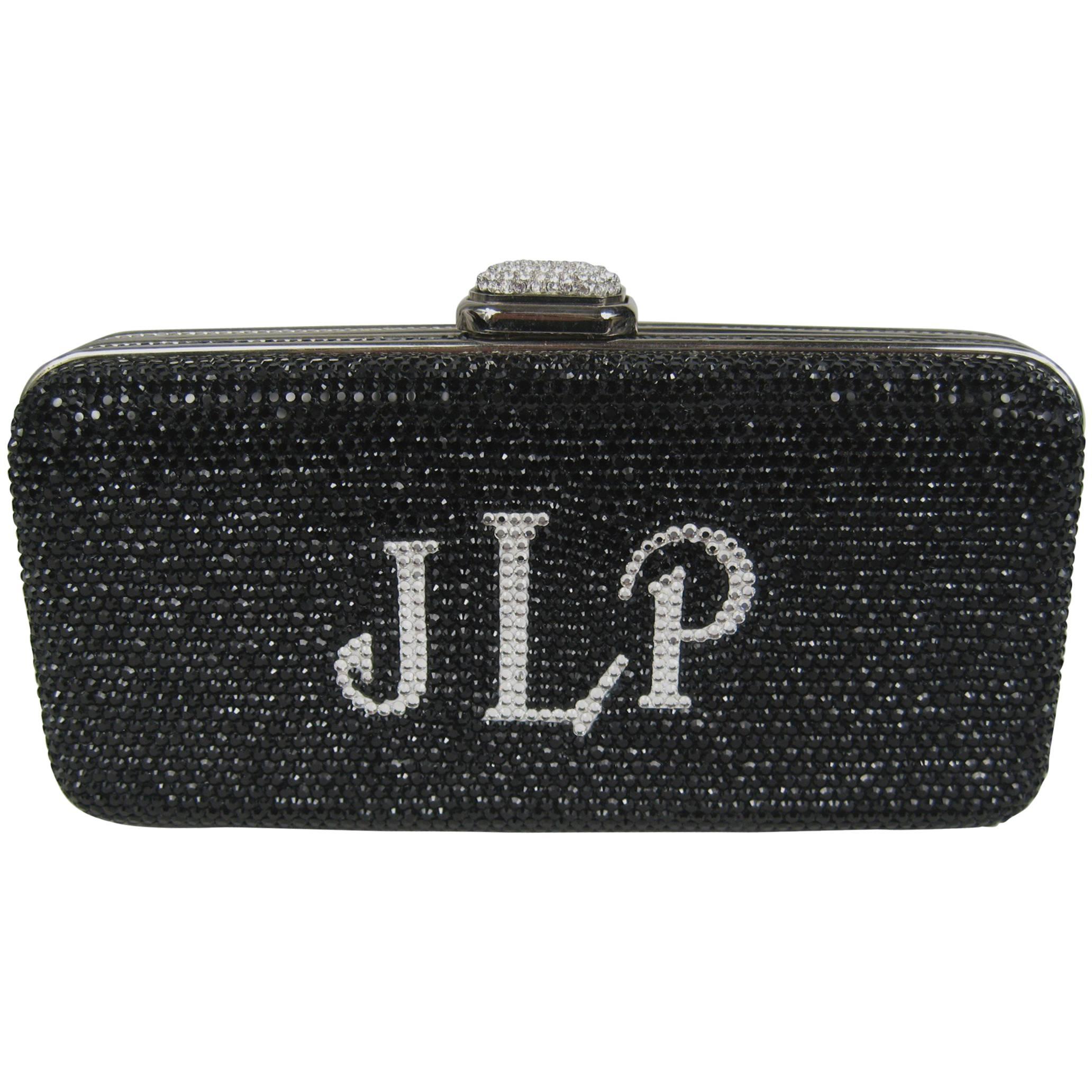 Judith Leiber Black JLP Black Silver Minaudiere Clutch Double sided New with Tag