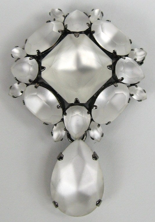 Philippe Ferrandis Brooch Matte White 1980s Pin In Excellent Condition For Sale In Wallkill, NY