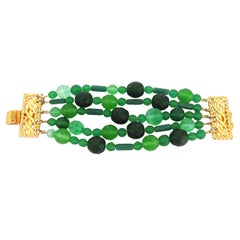 Vintage Dominique Aurientis Green Glass Bracelet 1980's New Never worn