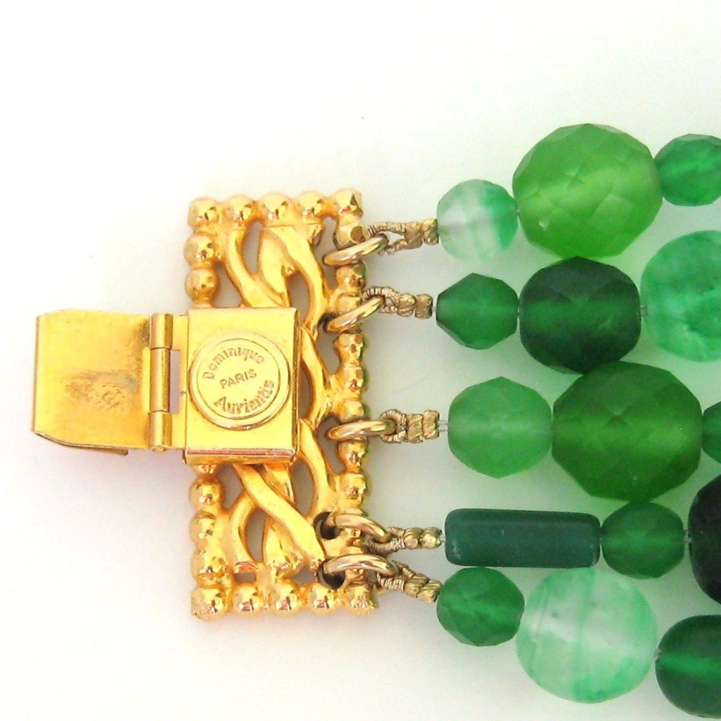 Vintage Dominique Aurientis Green Glass Bracelet 1980's New Never worn  1