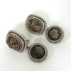 Stephen Dweck Sterlingsilber Rauchquarz-Ohrringe 1990er Jahre Nie getragen