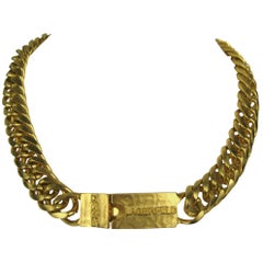 Retro Karl Lagerfeld Logo Necklace Gold Gilt  1980s 