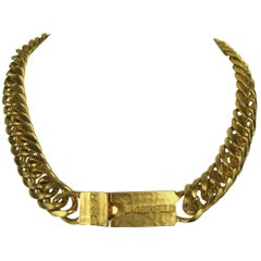 Karl Lagerfeld Logo Necklace Gold Gilt  1980s