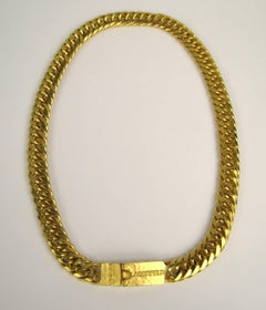 Karl Lagerfeld Logo Necklace Gold Gilt  1980s