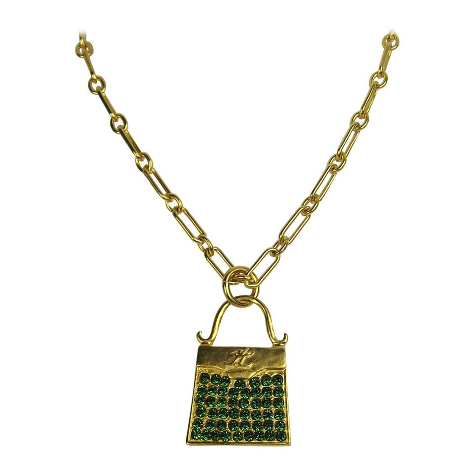 Karl Lagerfeld, collier à main en or doré et verre, années 1990 en vente