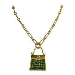 Vintage Karl Lagerfeld gold Gilt and Glass Handbag Necklace 1990s