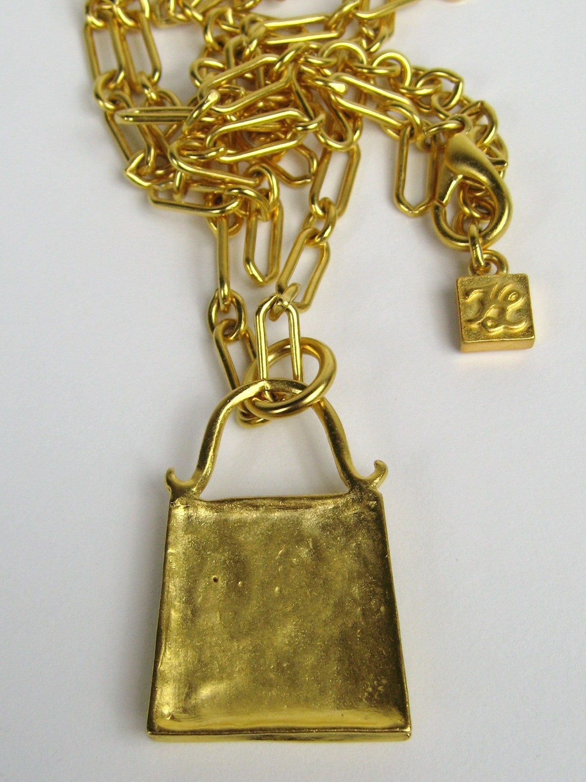 Women's Karl Lagerfeld gold Gilt and Glass Handbag Necklace 1990s For Sale