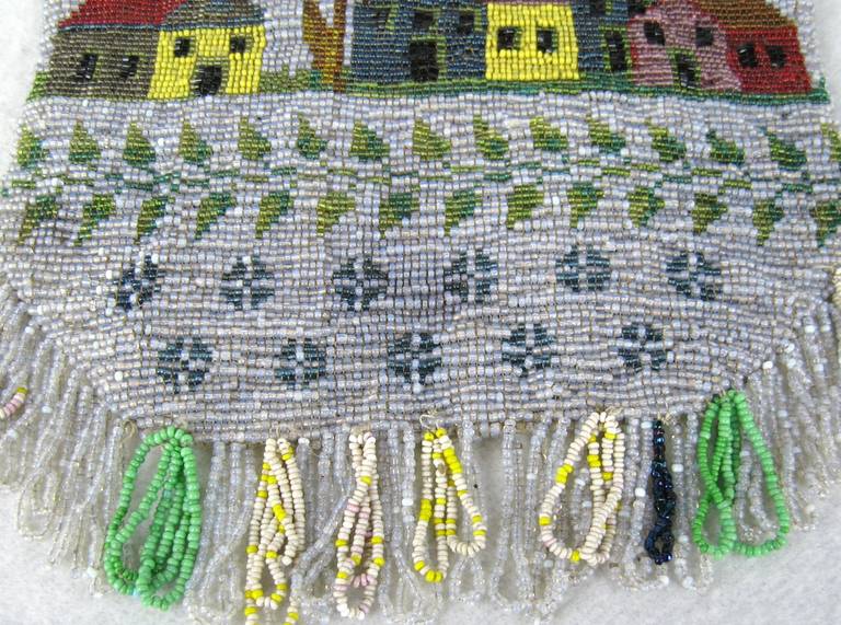 1920s Folk art americana Beaded Flapper bag In Excellent Condition In Wallkill, NY