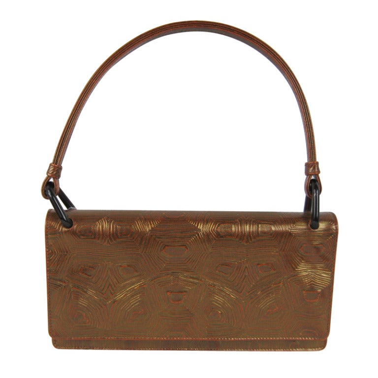 Prada Bronze Leather Handbag New Never Used With Tags