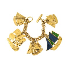 Yves Saint Laurent YSL Sail boat Enameled Charm Bracelet New Never worn