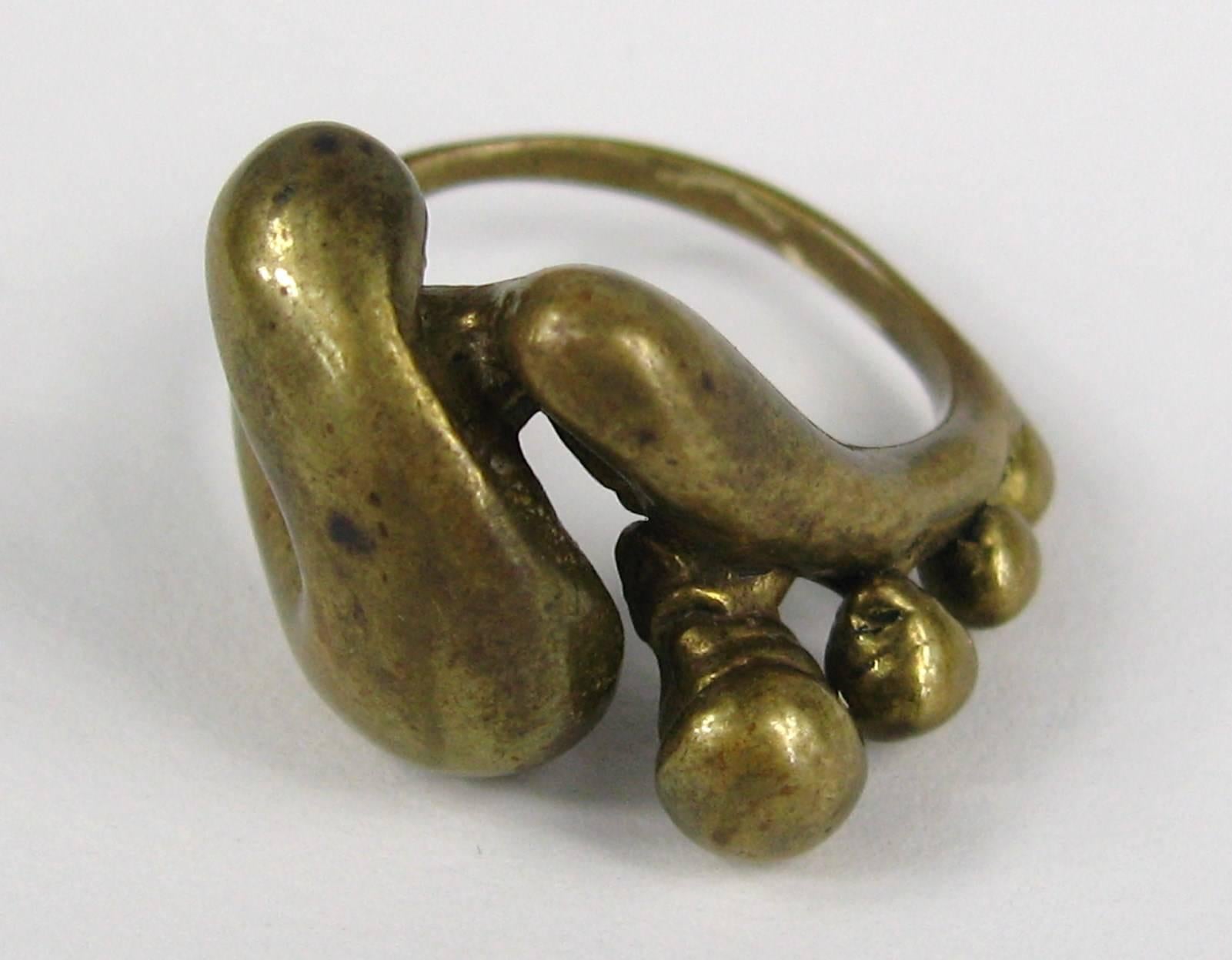 Women's or Men's Pal Kepenyes Ring Modernist Bronze Brutalist  Mid Century  For Sale