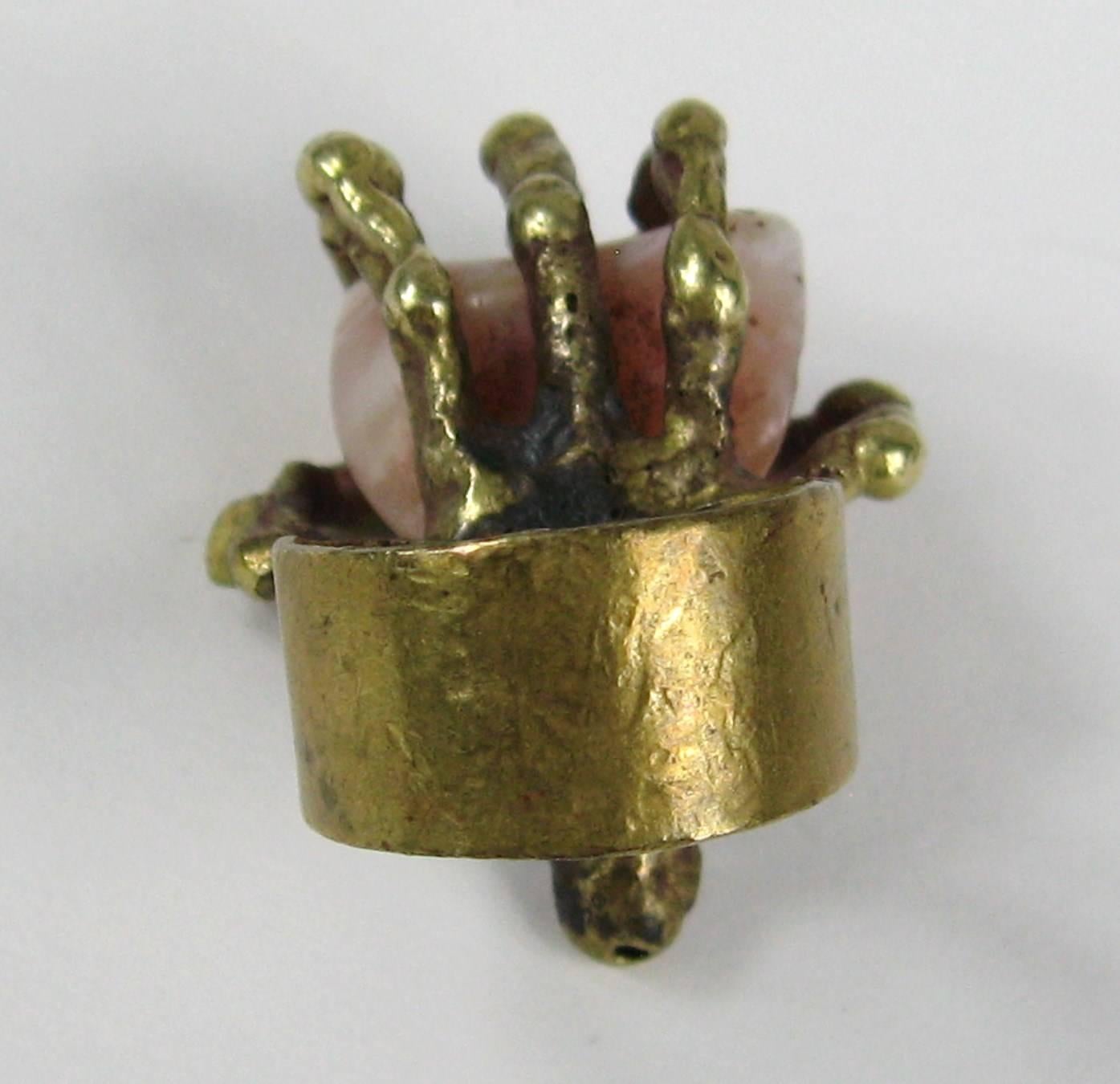 Modernist Pal Kepenyes Bronze Brutalist Ring For Sale