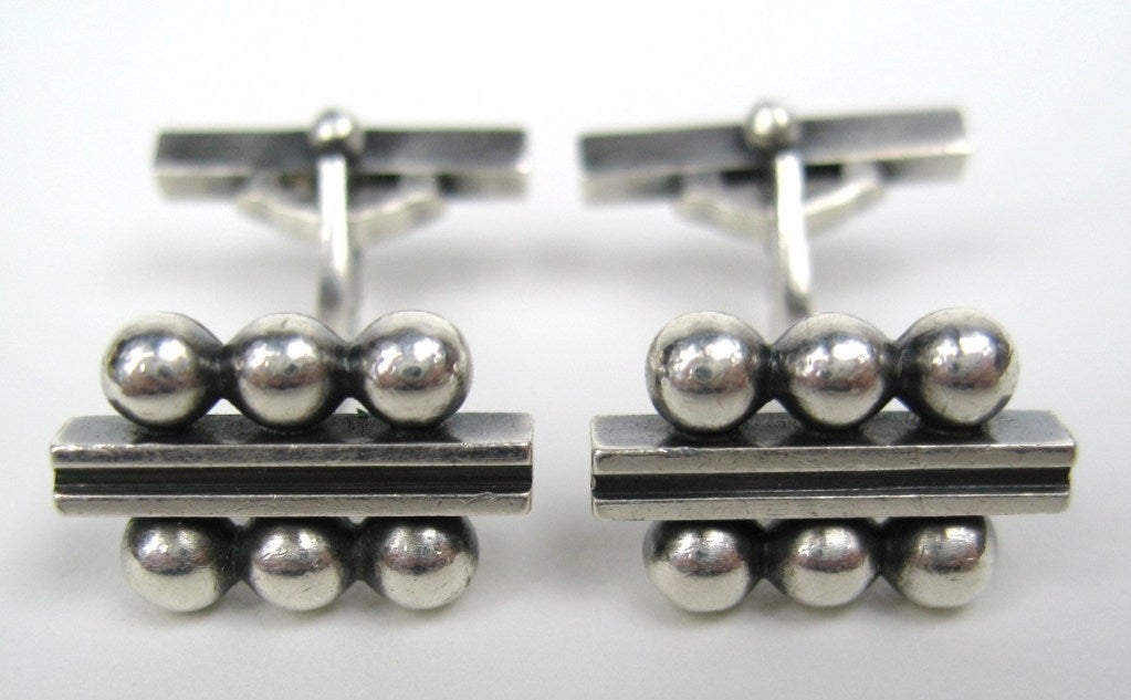 Georg Jensen HARALD NIELSEN cuff links & Tie Bar Original Box In Good Condition For Sale In Wallkill, NY
