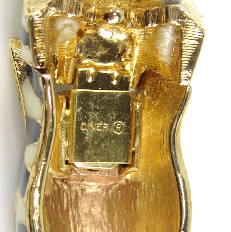 Collana Ciner Crystal Double Strand Zebra Goldtone 1980s in vendita 2