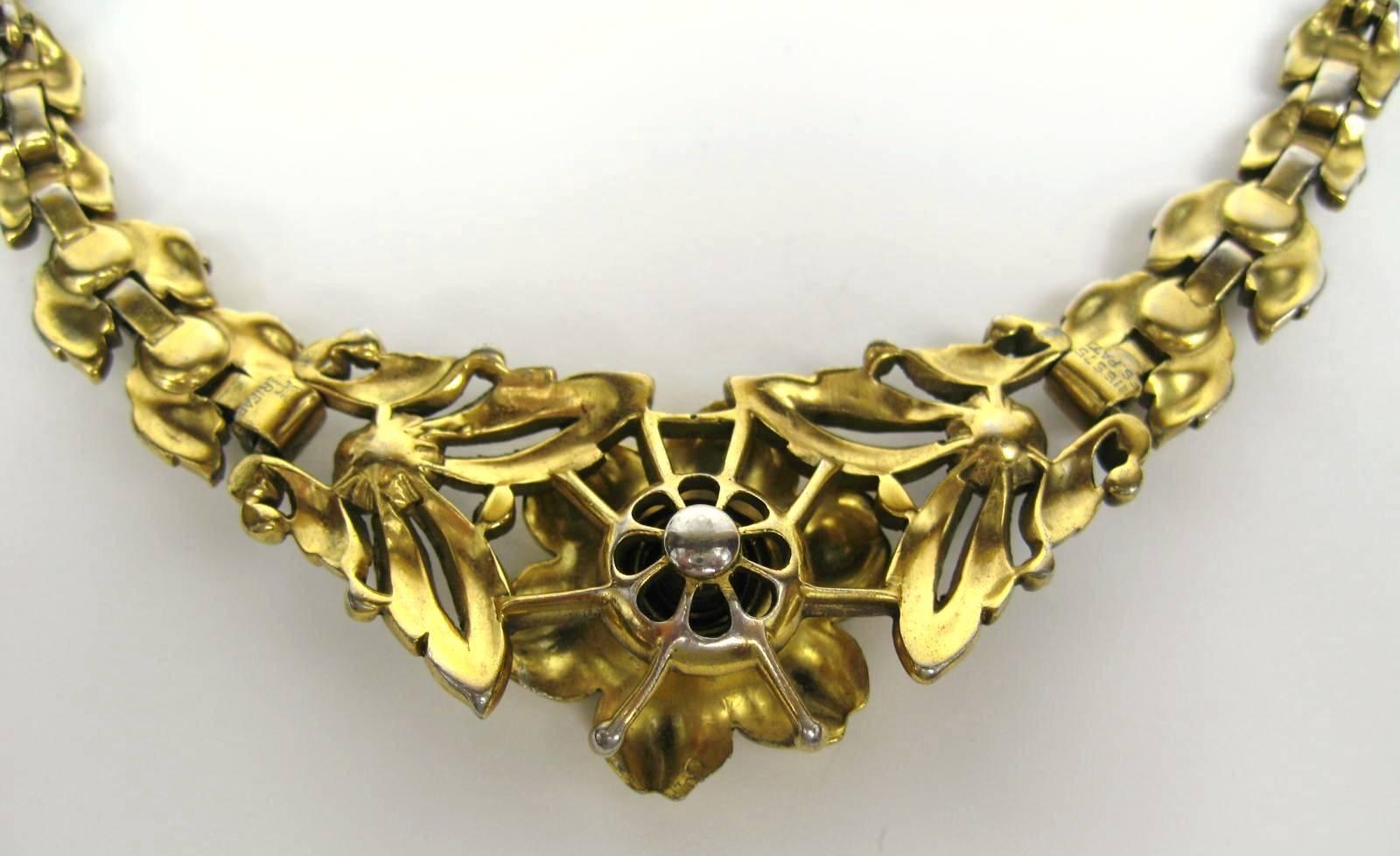 Alfred Philippe Trifari Pave Floral Trembler Necklace 1939 For Sale 2