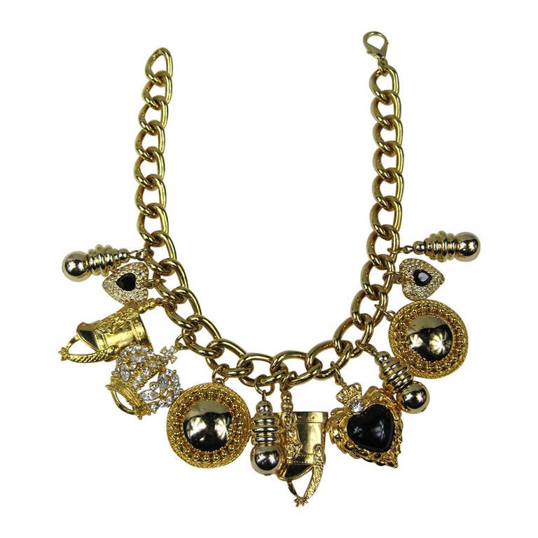Karl Lagerfeld Chunky Charm Necklace 1990s Never Worn For Sale at ...