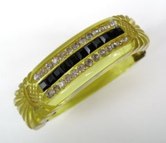 Apple Juice Bakelite Bangle bracelet Carved & inset with Rhinestones 1930s