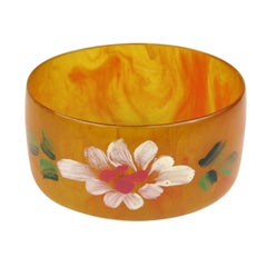  Bracelet jonc à fleurs en bakélite, années 1930 