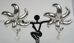 Sterling Silver Starfish Earrings Frederic Duclos on Wax 1980s