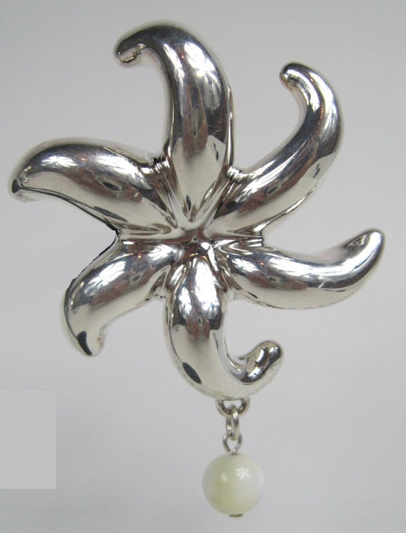 Boucles d'oreilles étoile de mer en argent sterling Frederic Duclos sur cire des années 1980  Pour femmes en vente
