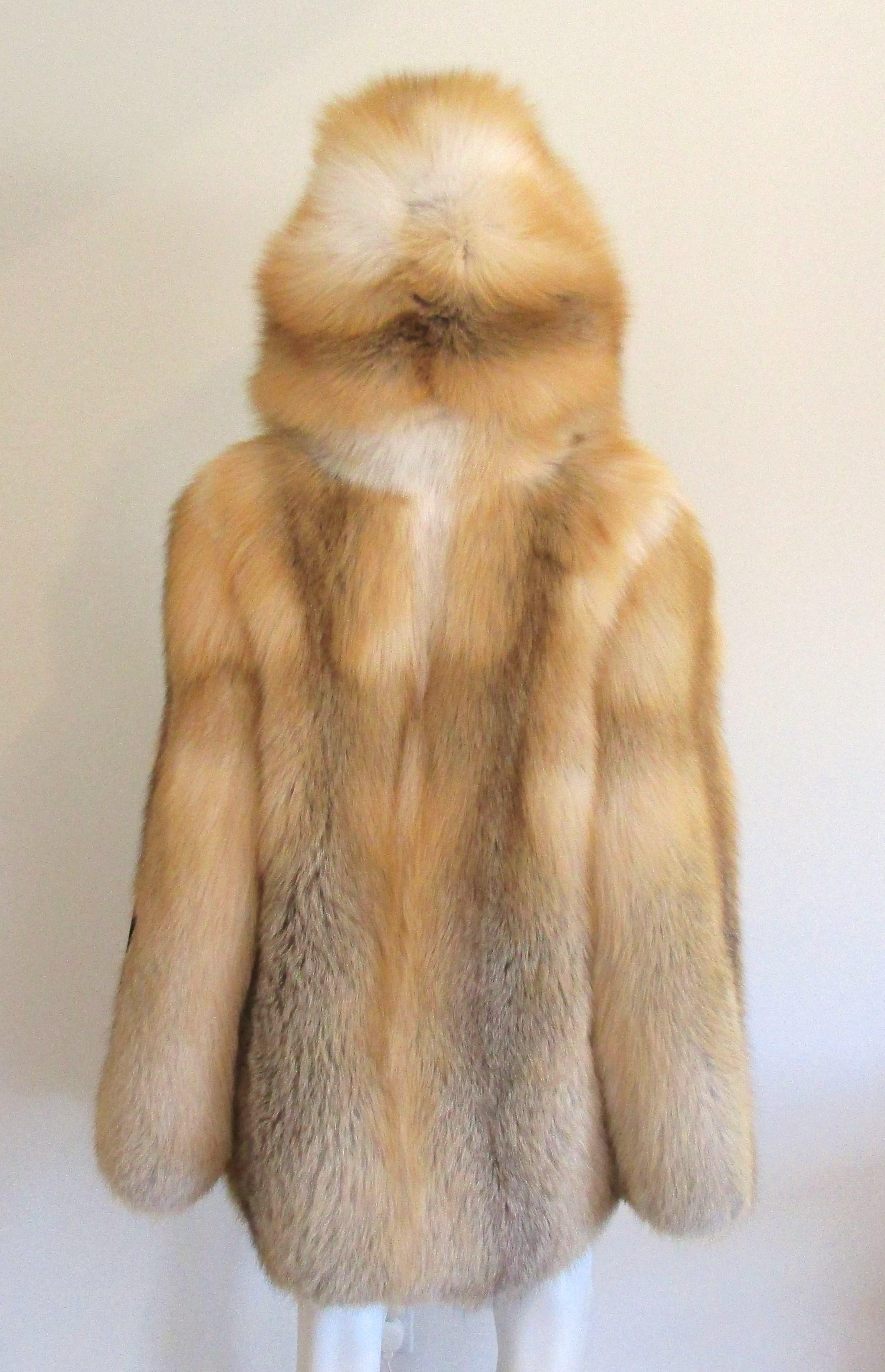 Natural Red Hooded Fox Mailon Coat / Parka / Jacket  Unisex  1
