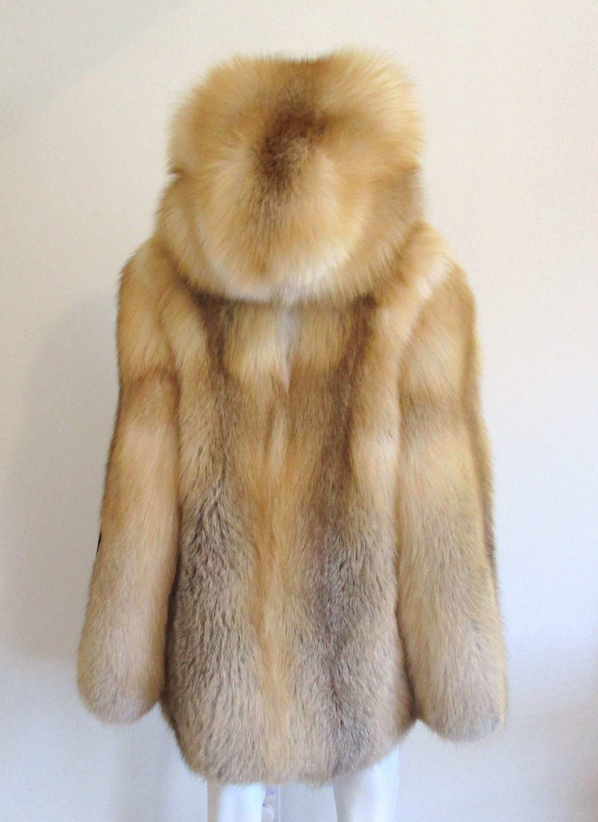 Natural Red Hooded Fox Mailon Coat / Parka / Jacket  Unisex  2
