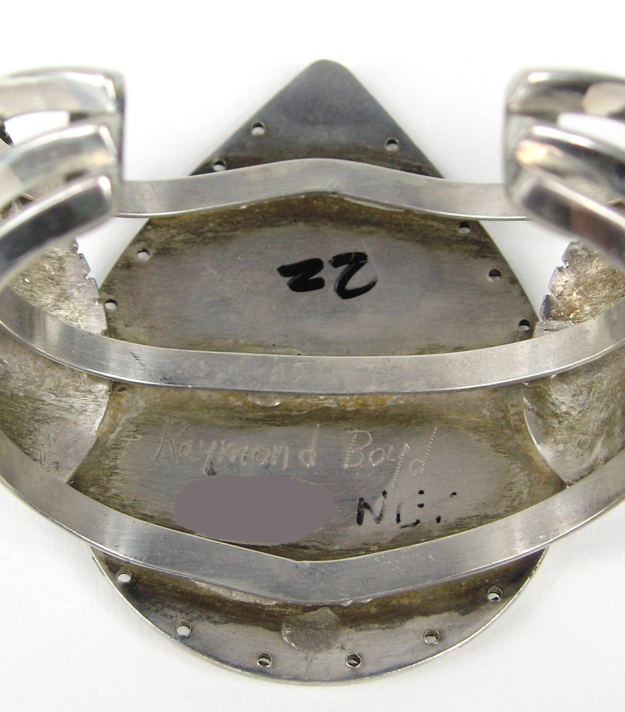 Zuni Sterling Silver Turquoise & Coral Inlaid Cardinal Bracelet 2
