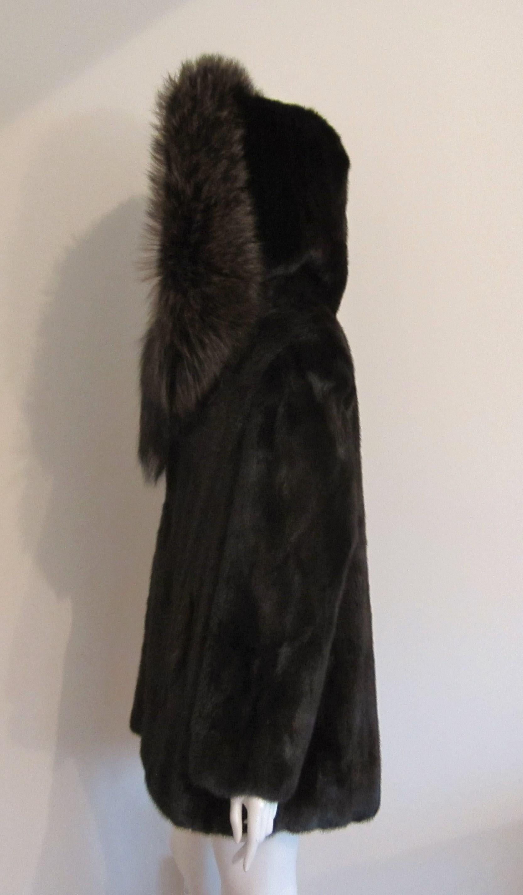 Stunning Mink Coat w/ Oversized Fox Collar Hood -Jacket at 1stDibs
